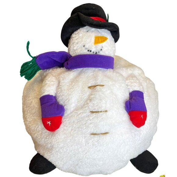 Frosty Snowman Pillow Large Plush Christmas Holiday Décor Winter Top Hat 12 x 12 - Picture 1 of 7